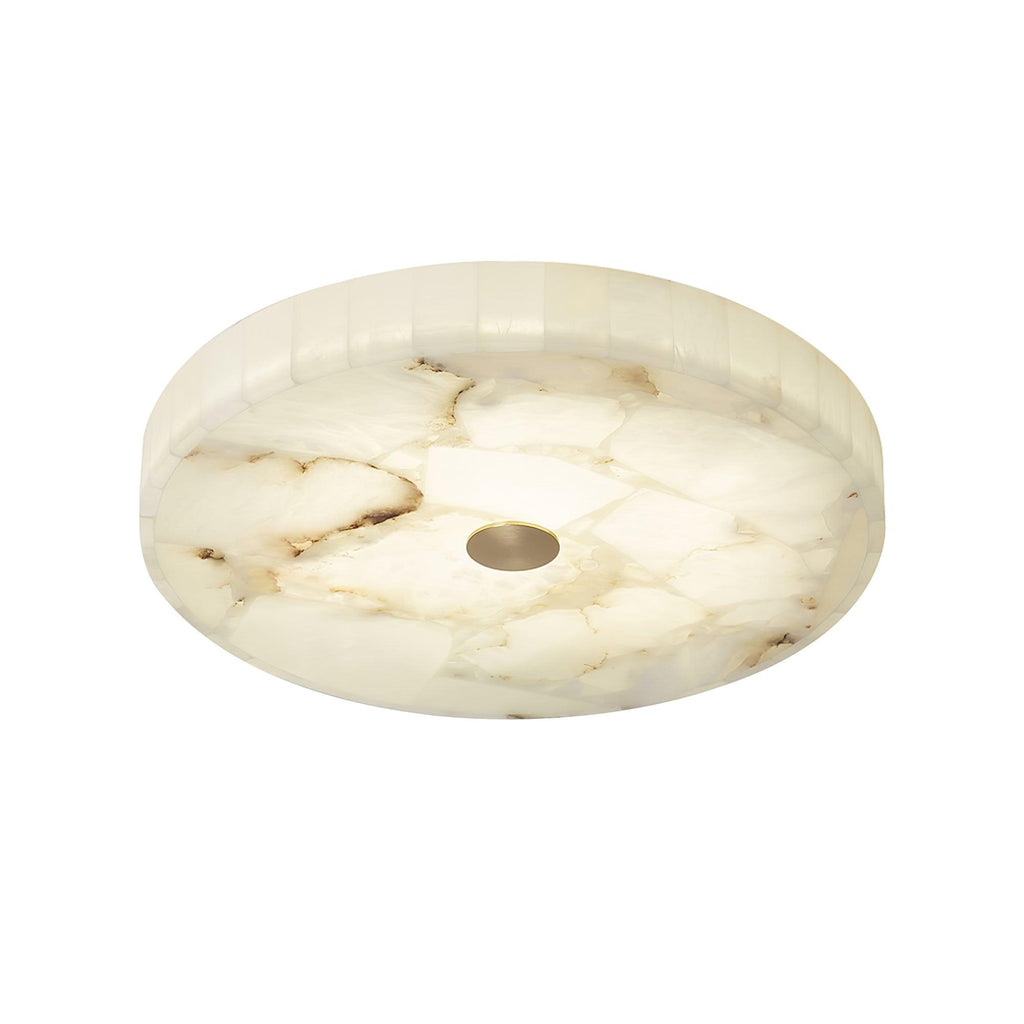 Alabaster LED Ceiling Light — White and Gold, Round Shallow 5cm Design
