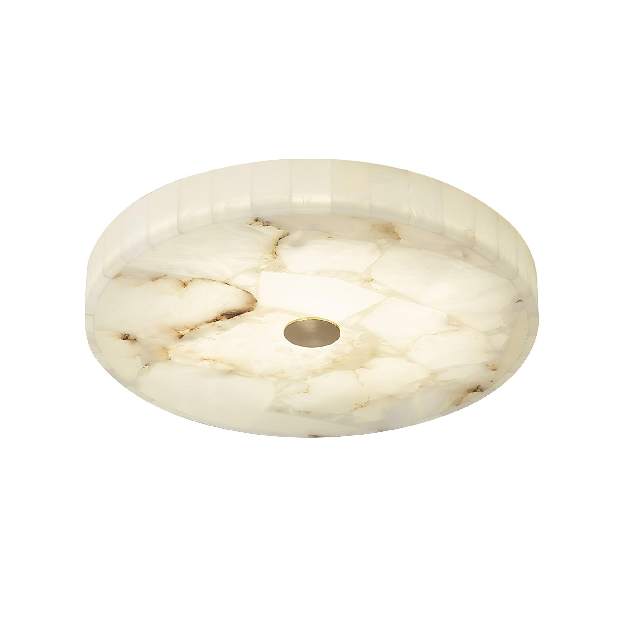 Alabaster LED Ceiling Light — White and Gold, Round Shallow 5cm Design