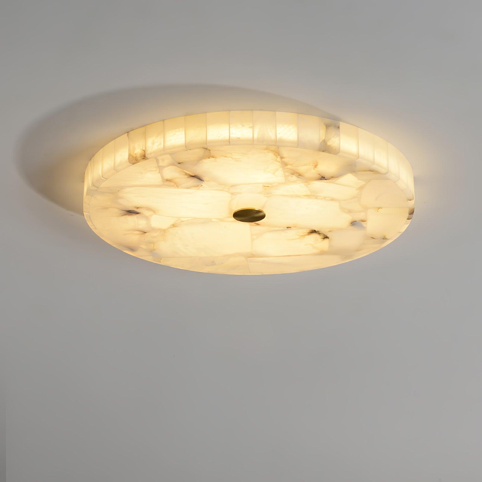 Alabaster LED Ceiling Light — White and Gold, Round Shallow 5cm Design