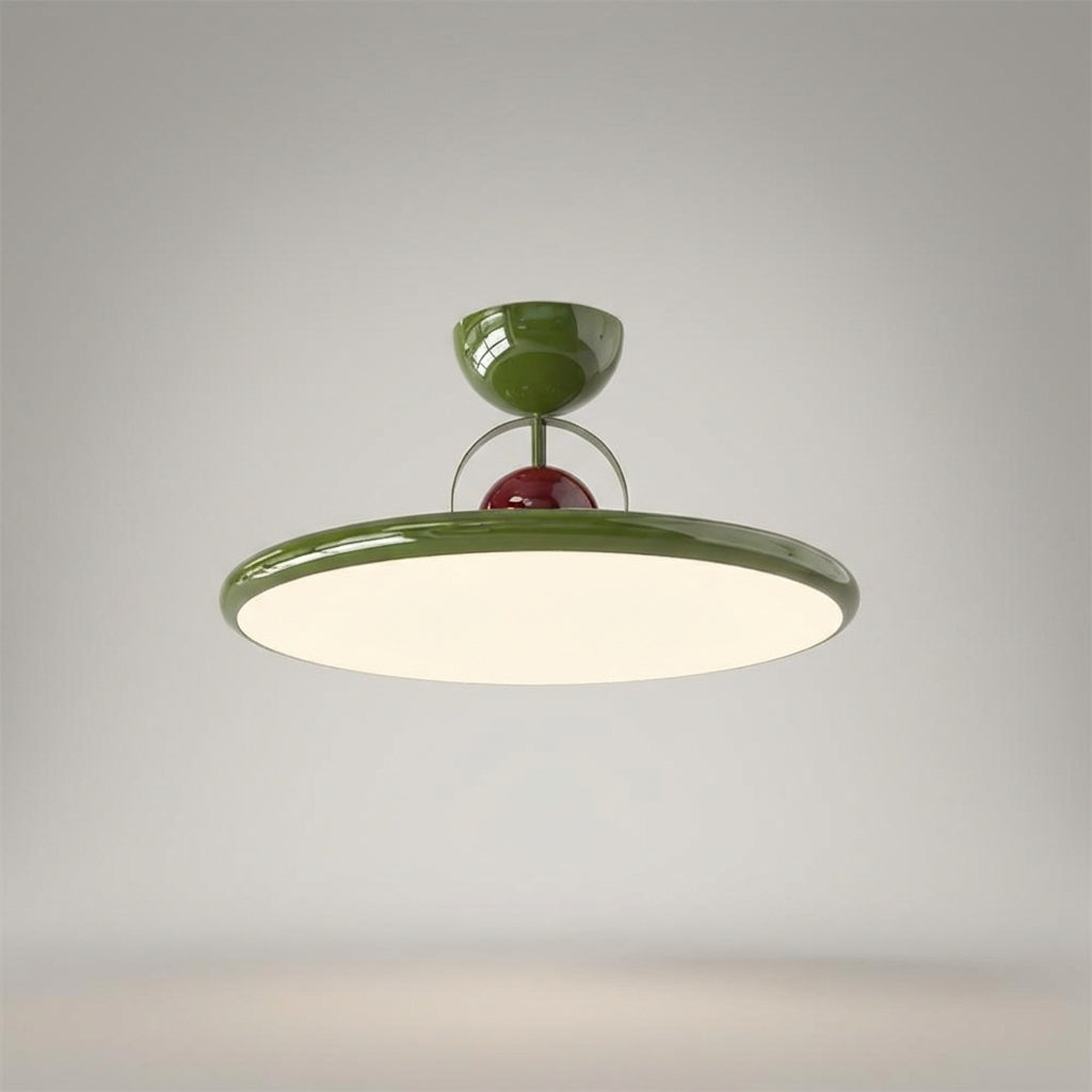Dimmable Green LED Ceiling Light — Acrylic and Metal Flush Mount, Retro Design