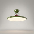 Dimmable Green LED Ceiling Light — Acrylic and Metal Flush Mount, Retro Design
