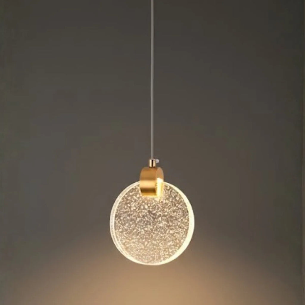 Art Deco Round – Pendant Light Gold Metal/Crystal for Dining Room - Flindria