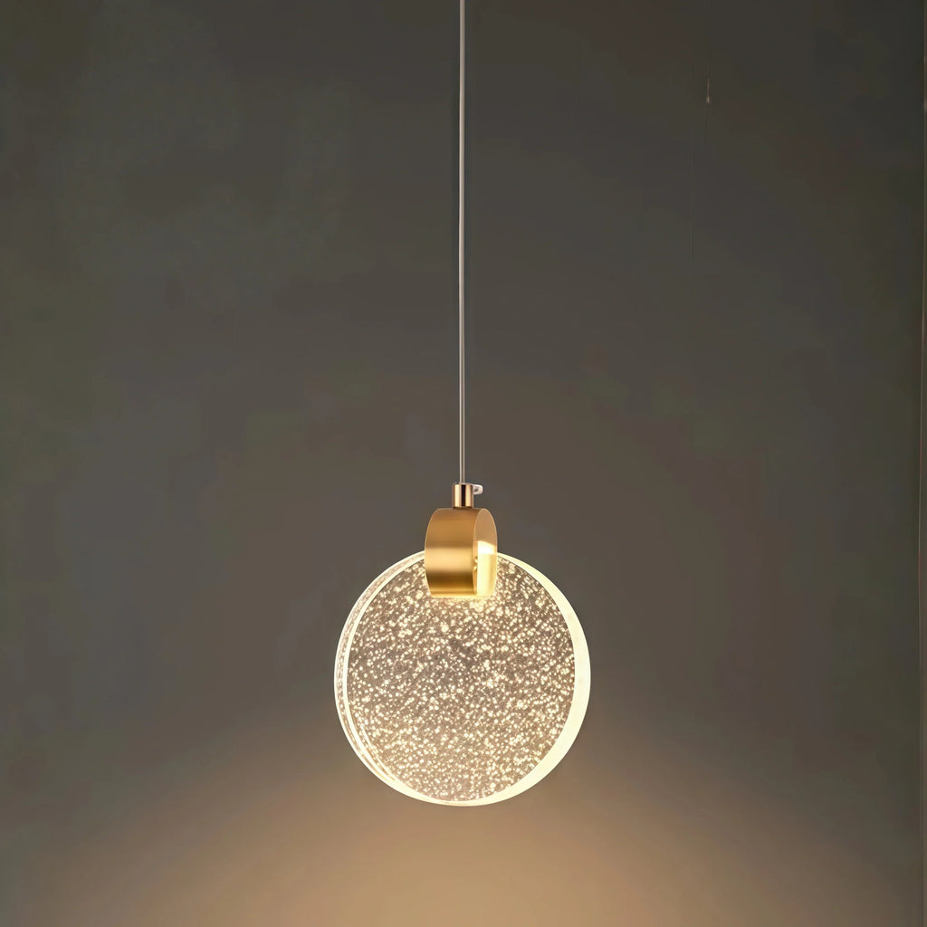 Art Deco Round – Pendant Light Gold Metal/Crystal for Dining Room - Flindria