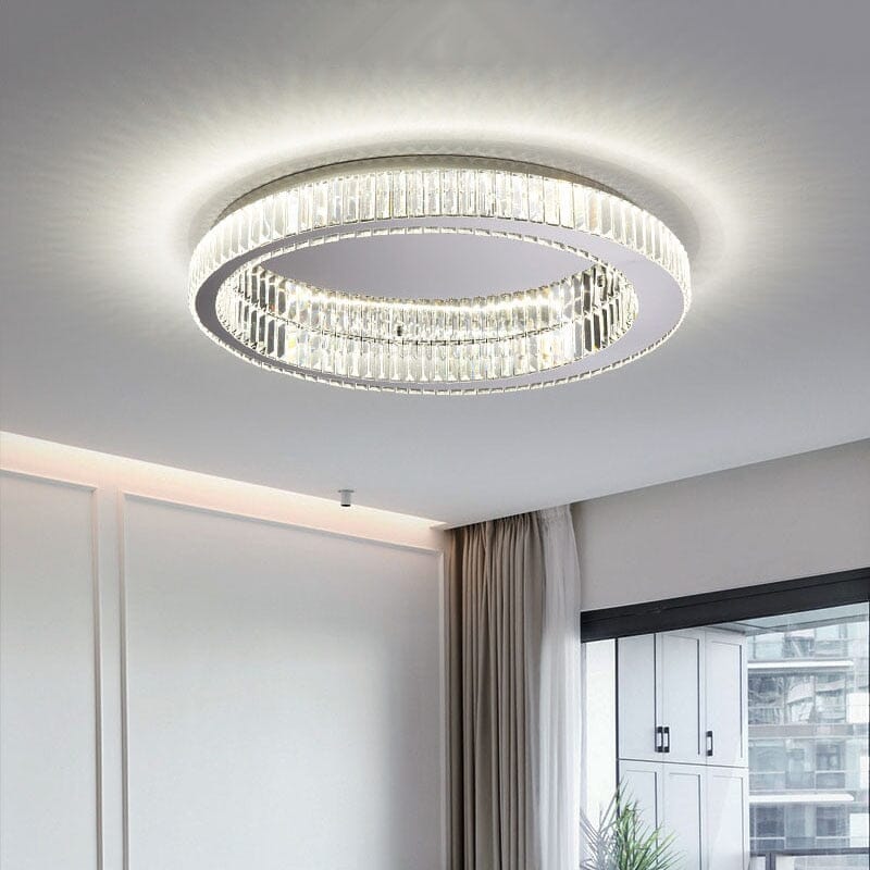 Lampe lustre circulaire en cristal Penelope - éclairage doux et romantique