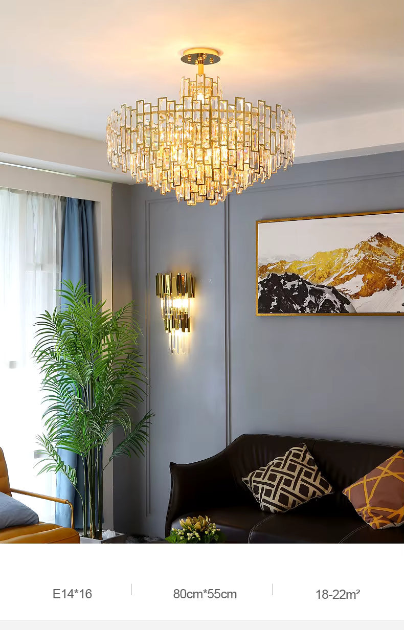 Lucienne Chandelier — Postmodern Golden Crystal Pendant Light