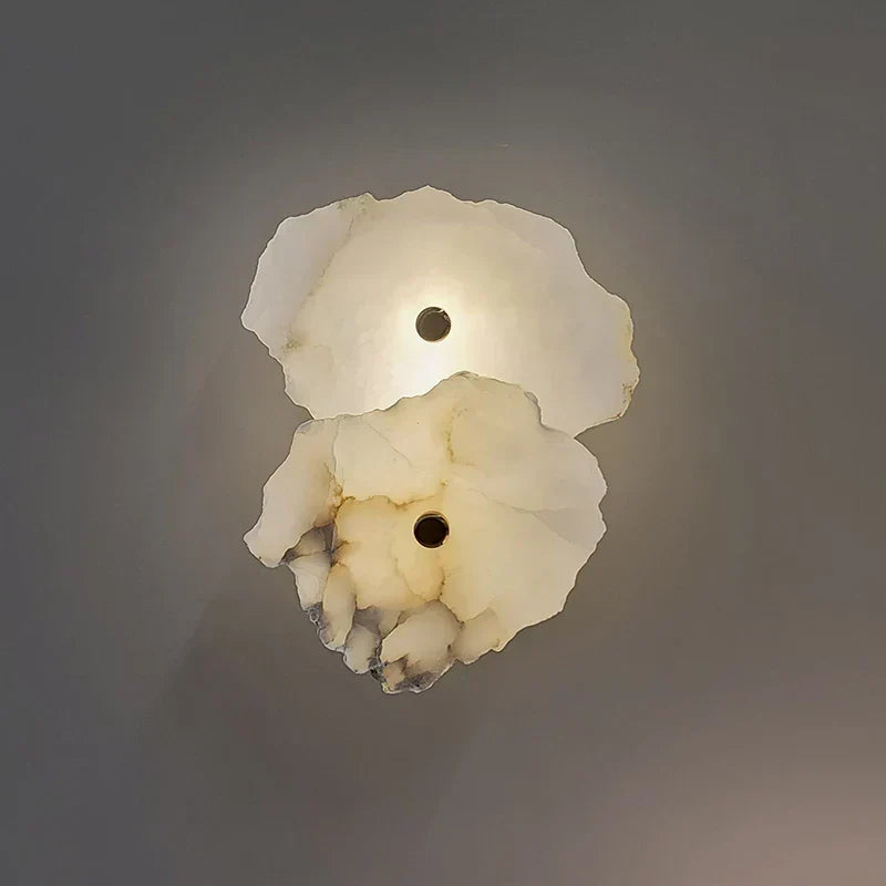 Natural Marble LED Wall Sconce — Modern Design, Copper Accents