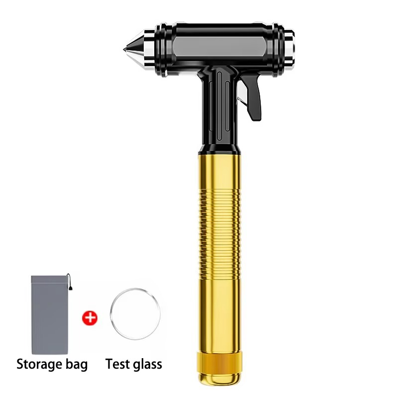 All-Metal Car Safety Window Hammer - Emergency Glass Breaker & Seat Belt Cutter