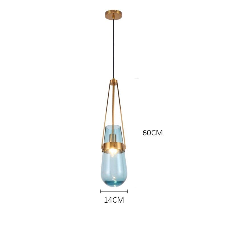 Caelara Pendelleuchte mit Messingakzenten und Himmelglas-Farbton