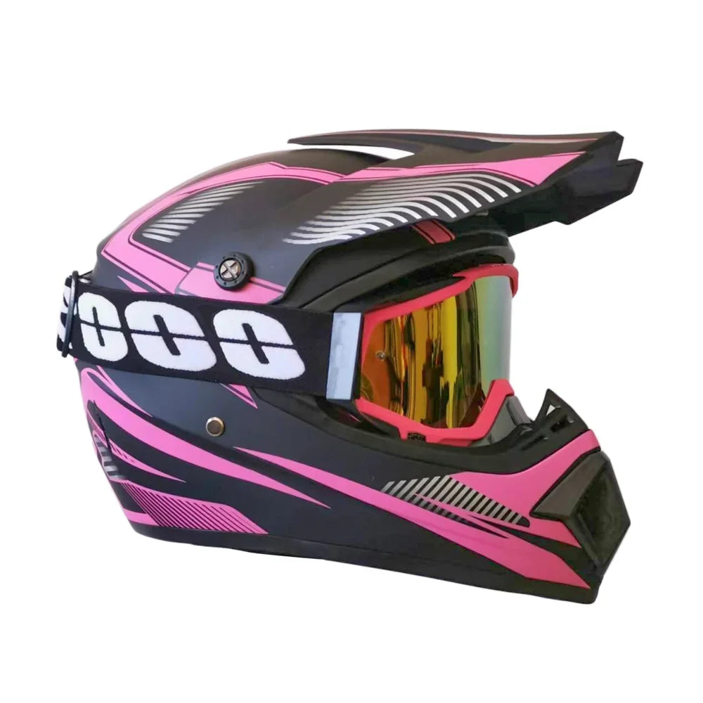 Kids Full-Face Motocross Helmet — Complete Set with Matching Goggles