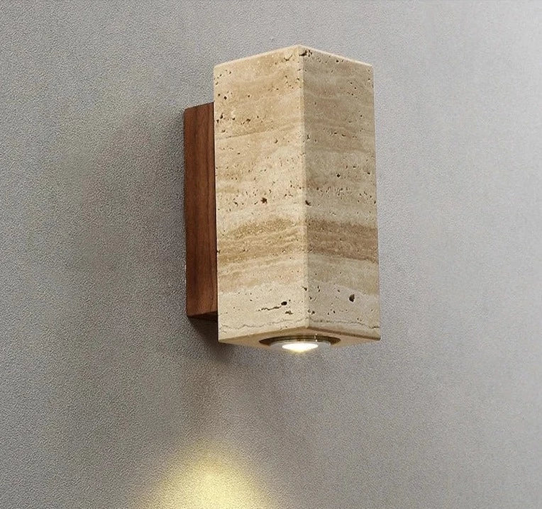 EmberStone Travertine Wall Light With LED For Living Rooms