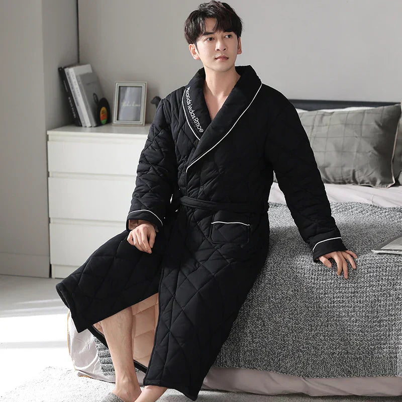 Frosthaven Quilted Winter Bathrobe — Triple-Layer Warmth Construction