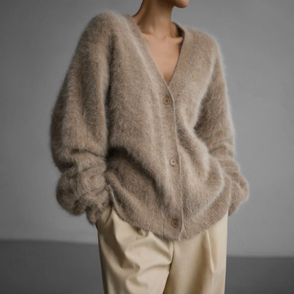 Cardigan in cashmere HAILEY — maglione comodo e morbido da indossare a strati