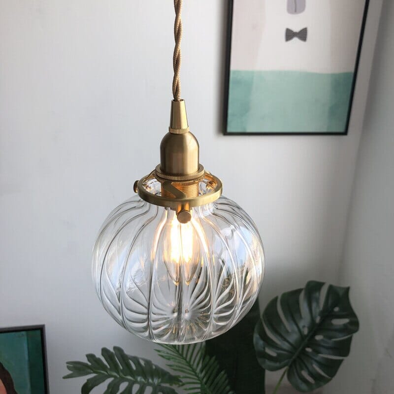Lyra Vintage Pendelleuchte mit handgefertigtem farbigem Glas