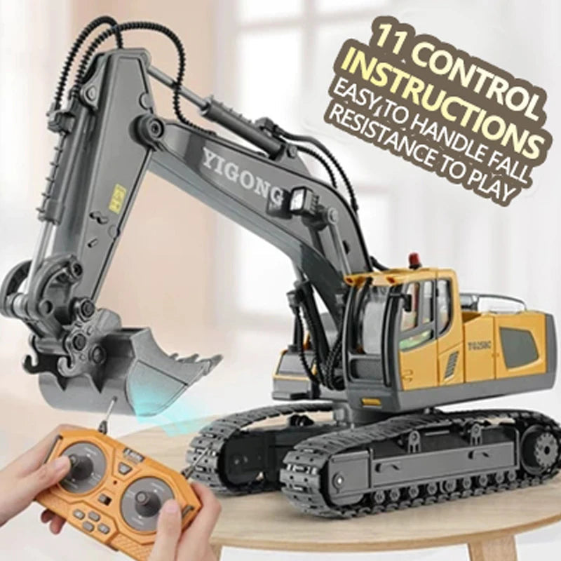 MegaMight RC Excavator — 1/20 Scale, 11-Channel Control