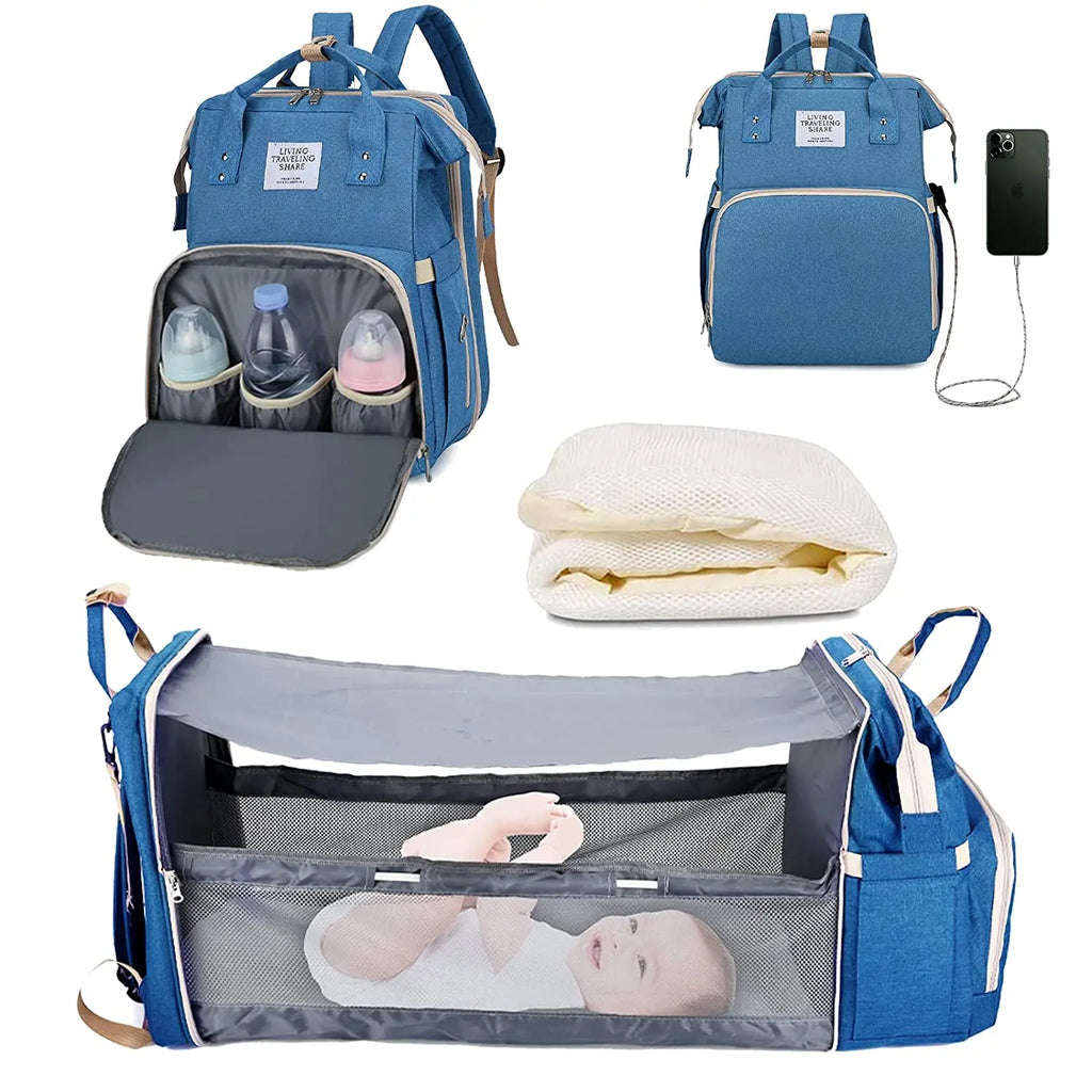 BabyNest Bag 3-in-1 Diaper Bag — Portable Baby Bed, USB Port
