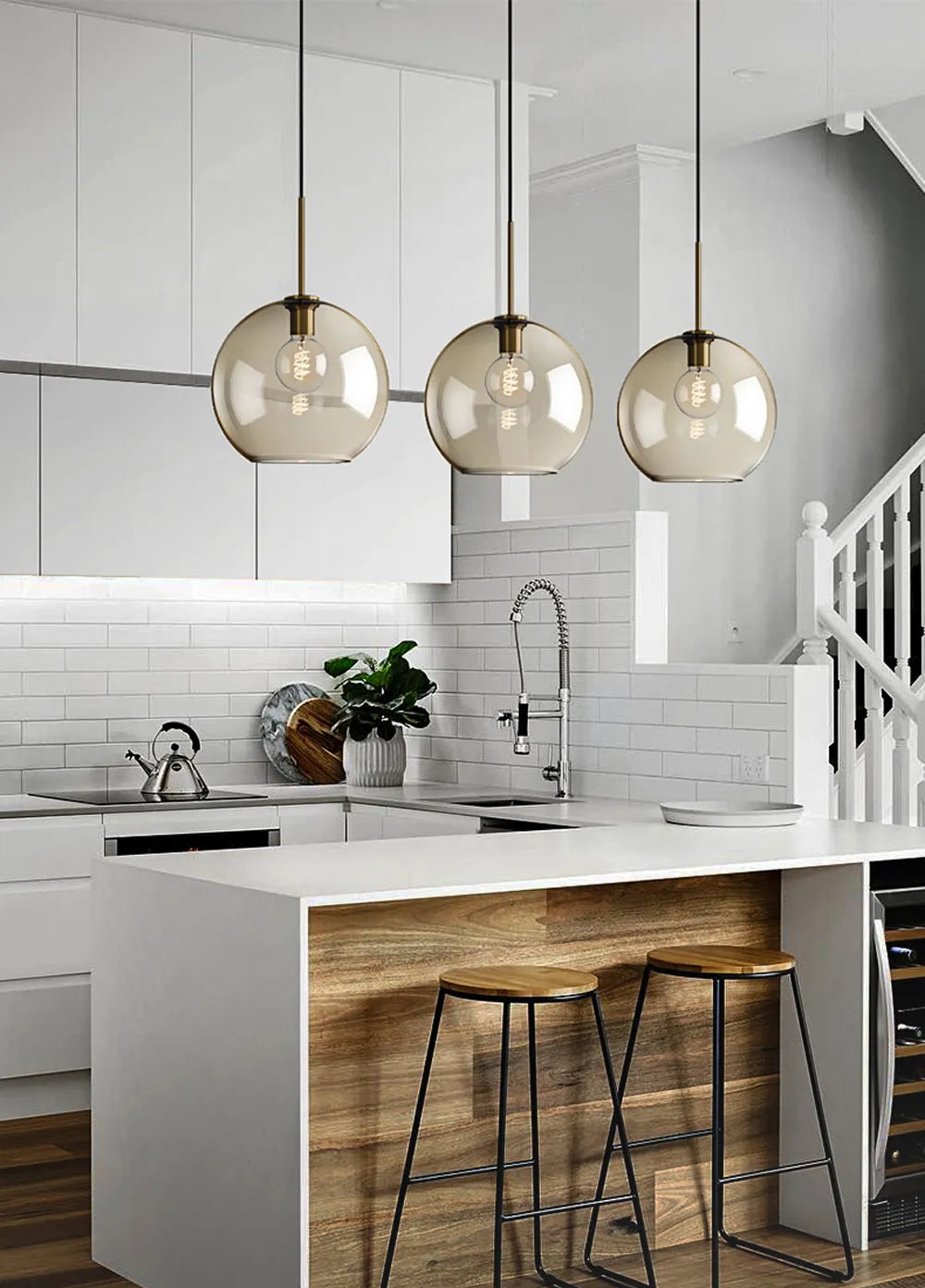 Industriële Nordic hanglamp van glas en led - modern luxearmatuur