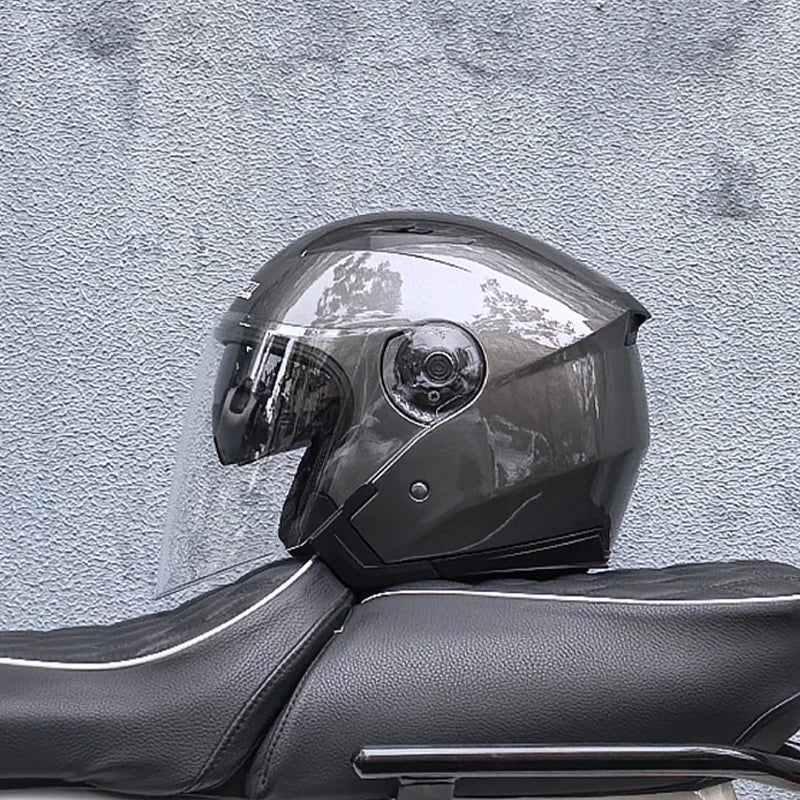 スリークォーター バイクヘルメット — ダブルバイザー、軽量1050g