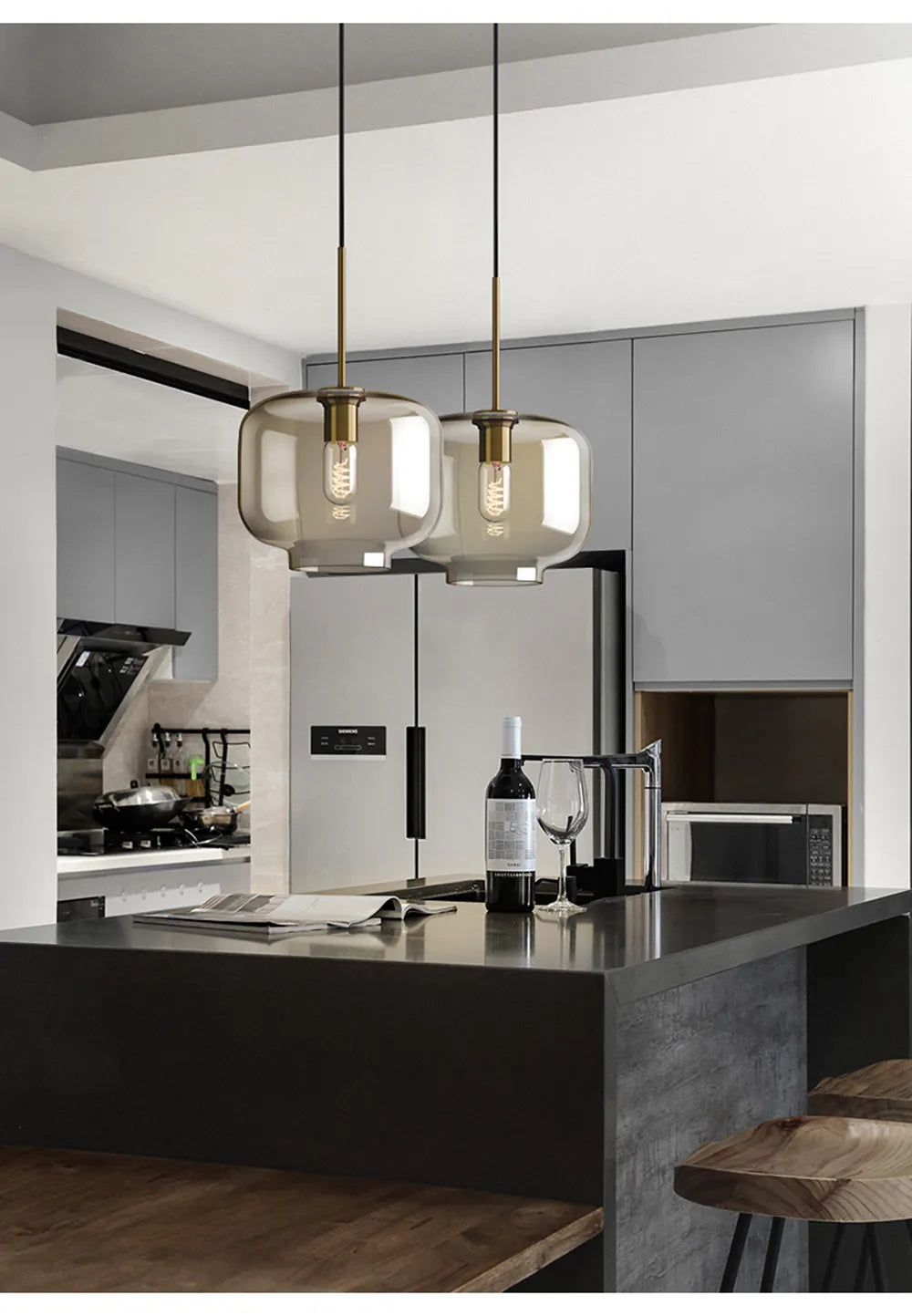 Industriële Nordic hanglamp van glas en led - modern luxearmatuur
