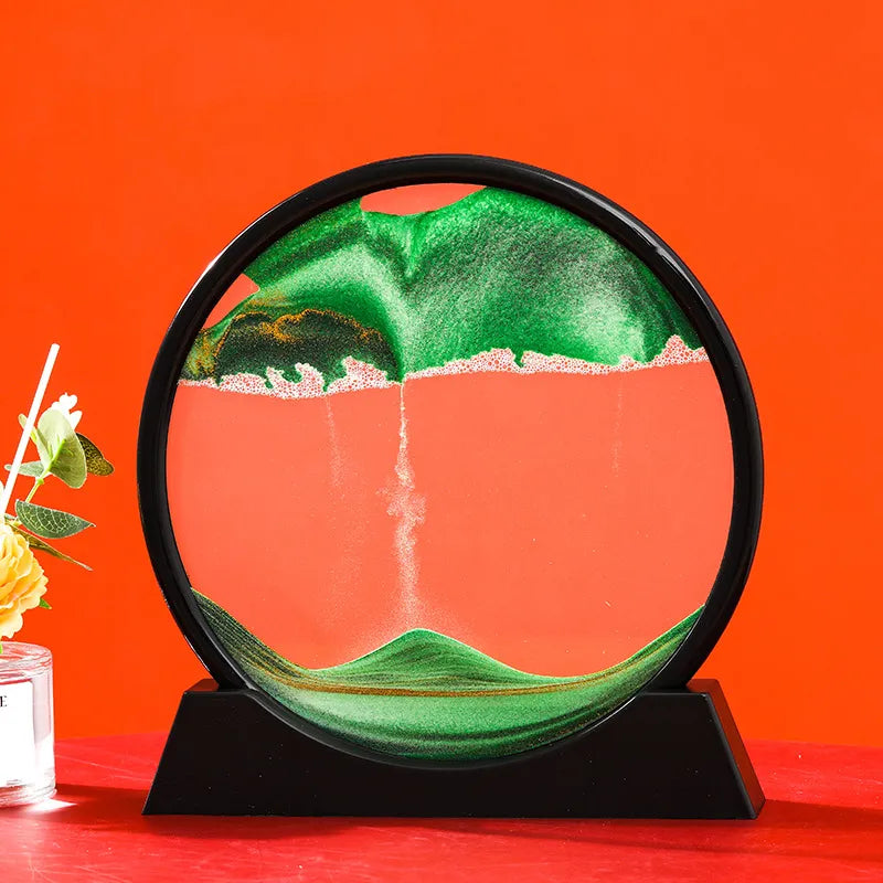 Kinetické skleněné přesýpací hodiny AureaFlow — Design písku s 3D pohybem