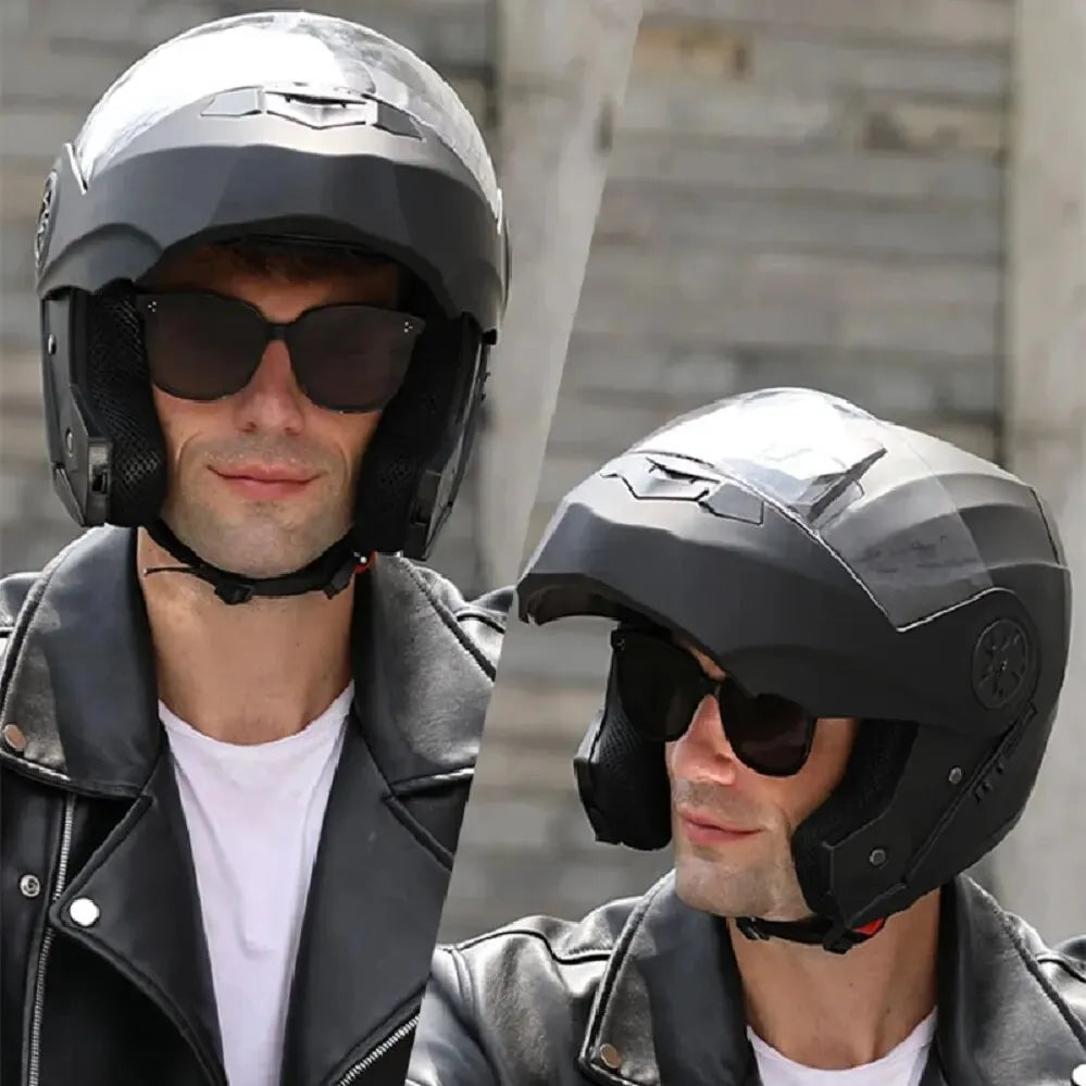 Modular Flip-Up Motorcycle Helmet — DOT-Certified, Dual Visor