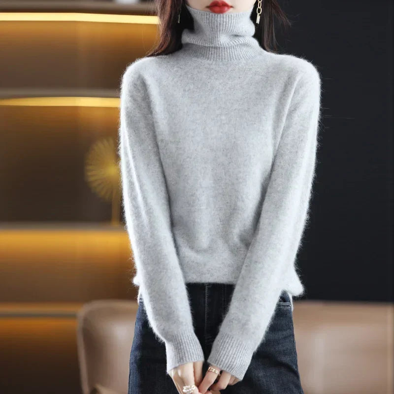 Emma-Pullover mit hohem Kragen aus 100 % reinem Kaschmir — Figurbetonte Silhouette