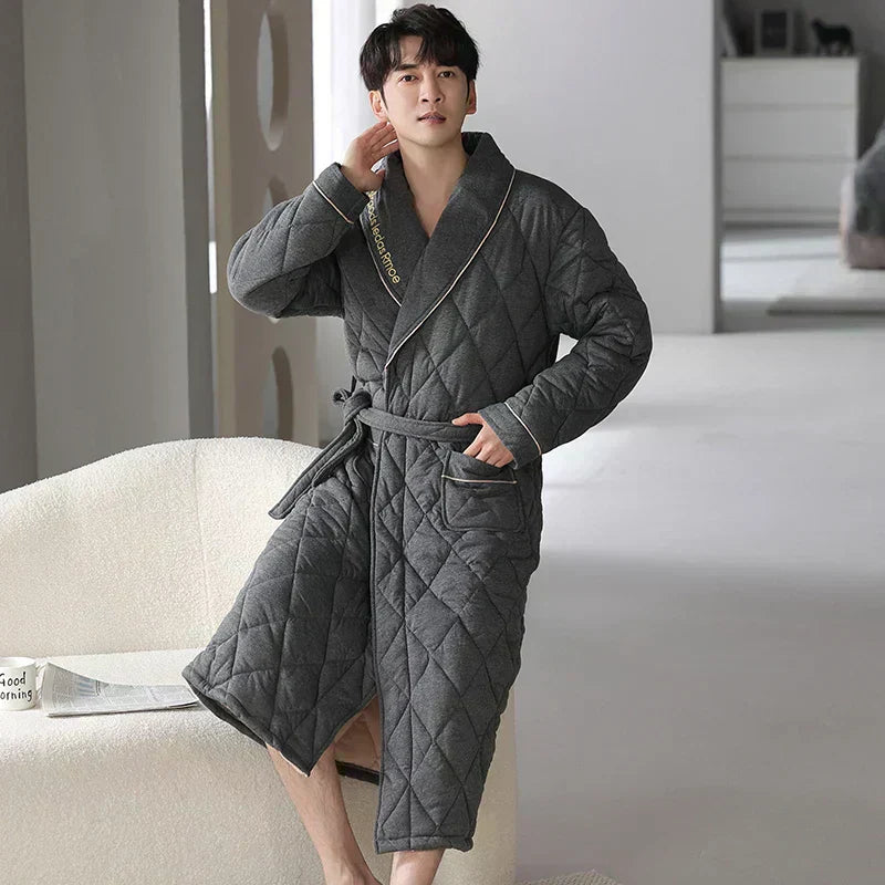 Frosthaven Quilted Winter Bathrobe — Triple-Layer Warmth Construction
