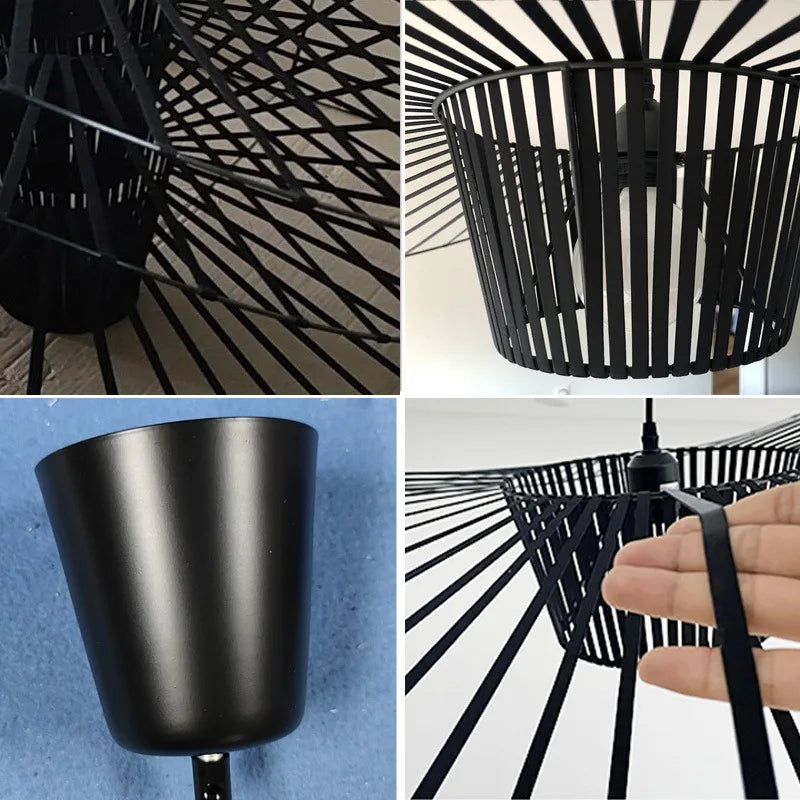 Kirara Pendelleuchte mit Hutdesign in elegantem Schwarz-Gold-Finish
