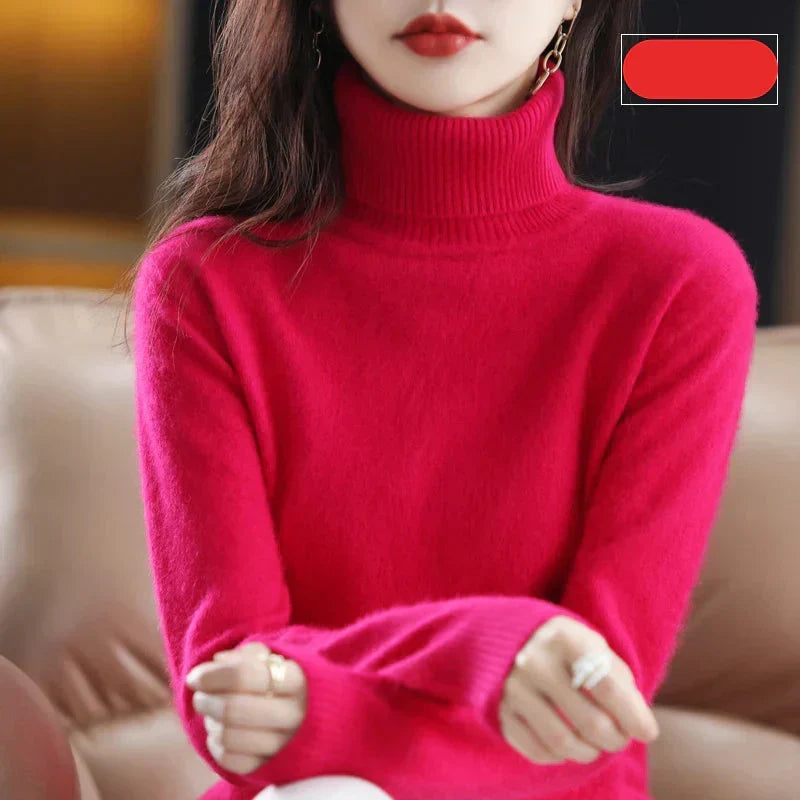 Emma-Pullover mit hohem Kragen aus 100 % reinem Kaschmir — Figurbetonte Silhouette