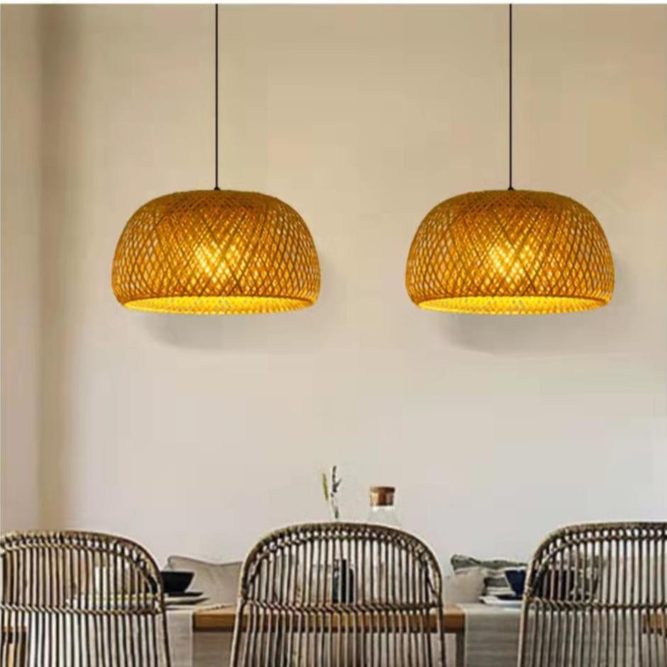 Bamboo Pendant Light — Woven Hanging Lamp, Statement Decor