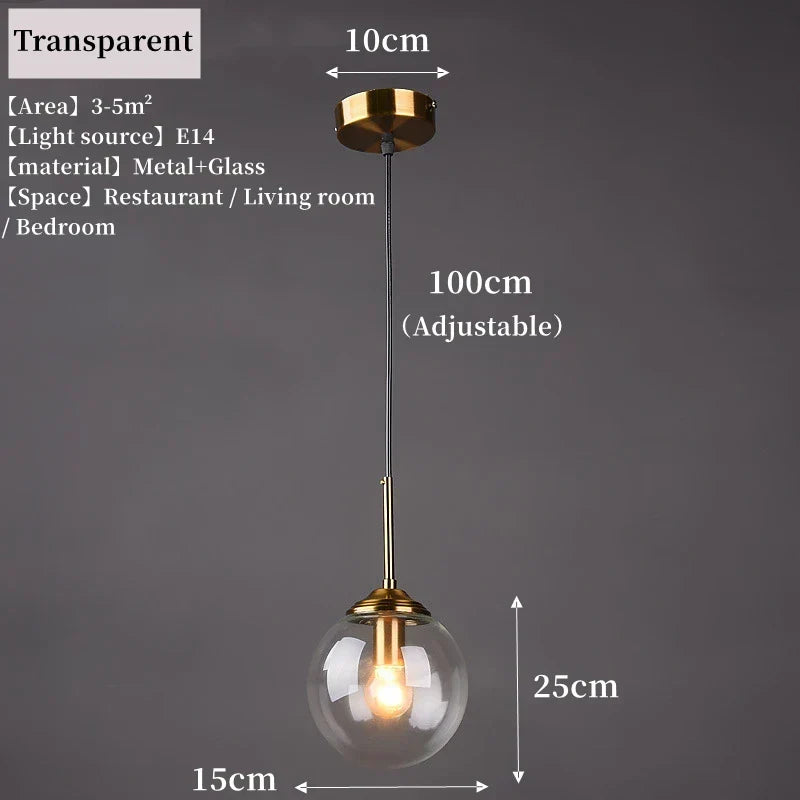 Moderne nordisk pendellampe i glas - LED-belysning med metalarmatur