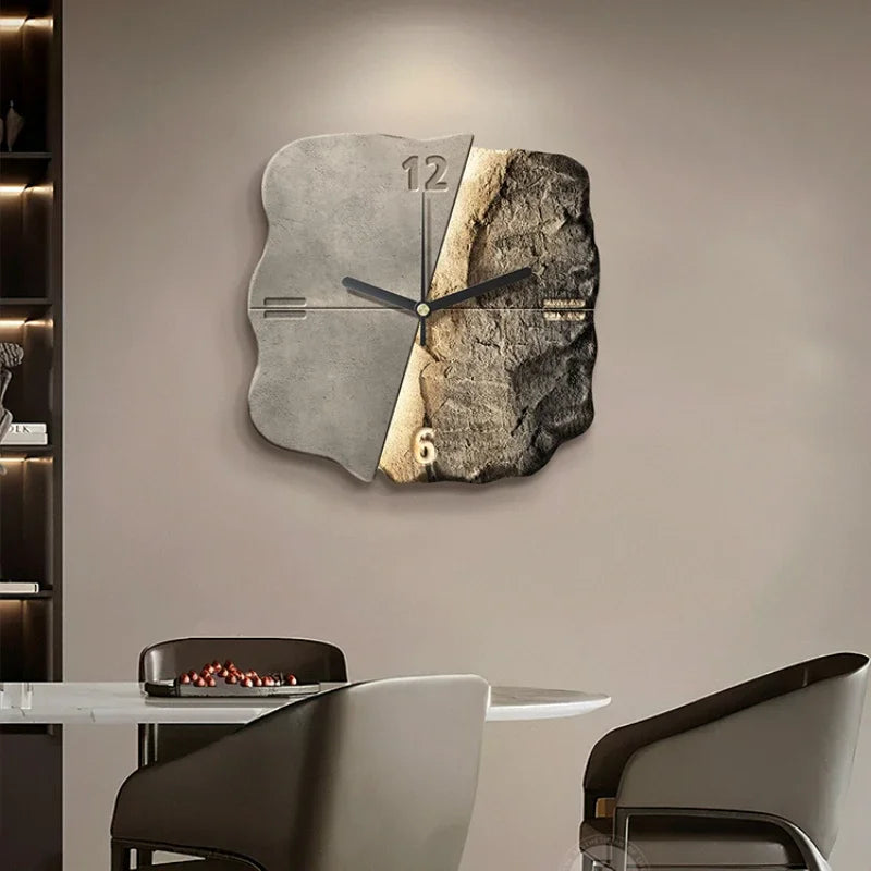AbstractElegance Luxuriöse Wanduhr — Abstraktes Reliefdesign