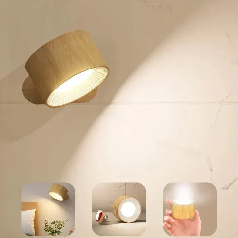 GlowEase Rechargeable Cordless LED Wall Lamp — Dimmable, 360° Rotating