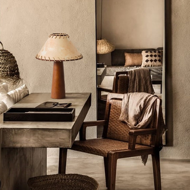 Asteri Natural Wood LED Desk Lamp With Wabi Sabi Soft Glow