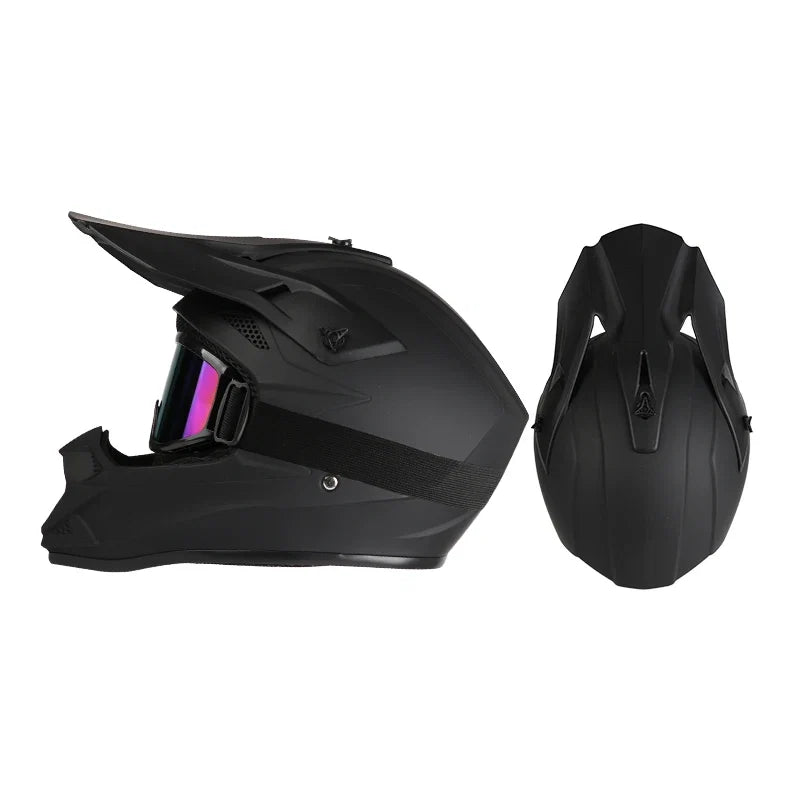 DOT認証フルフェイス オフロードヘルメット — ゴーグル一体型システム