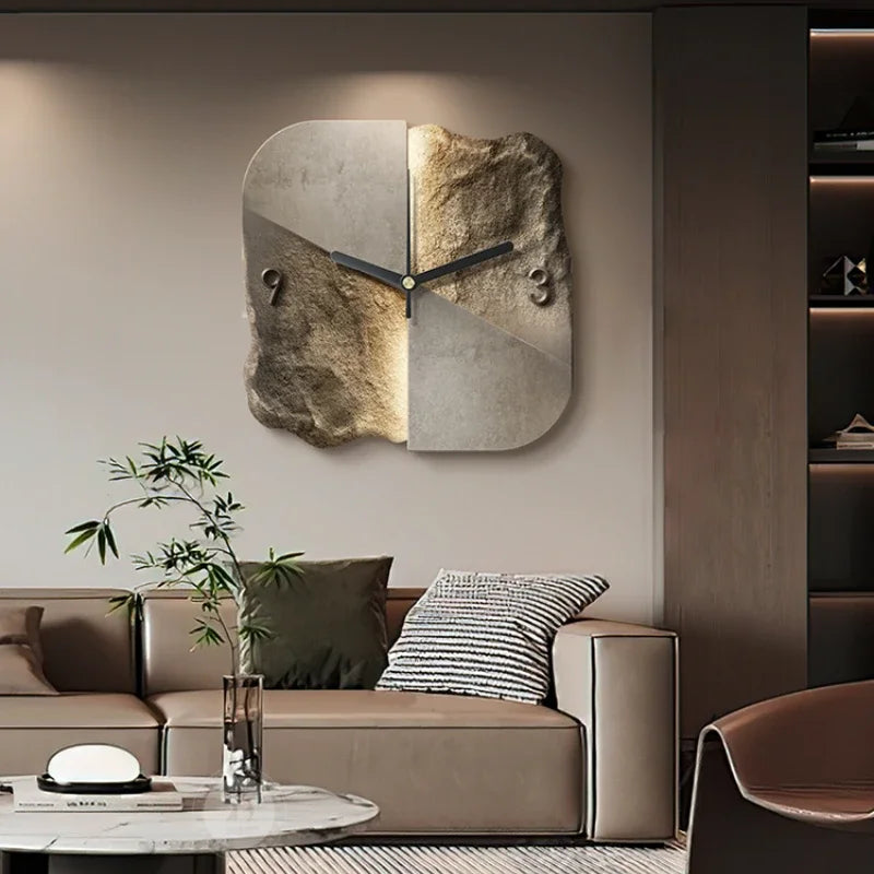 AbstractElegance Luxuriöse Wanduhr — Abstraktes Reliefdesign