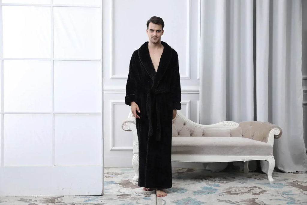 CozyNest termisk flanellbadrock för gravida — extra lång och rymlig passform