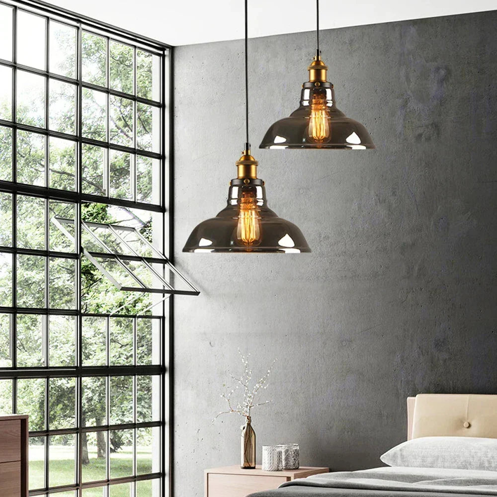 Suspension en verre rétro industrielle — Luminaire suspendu