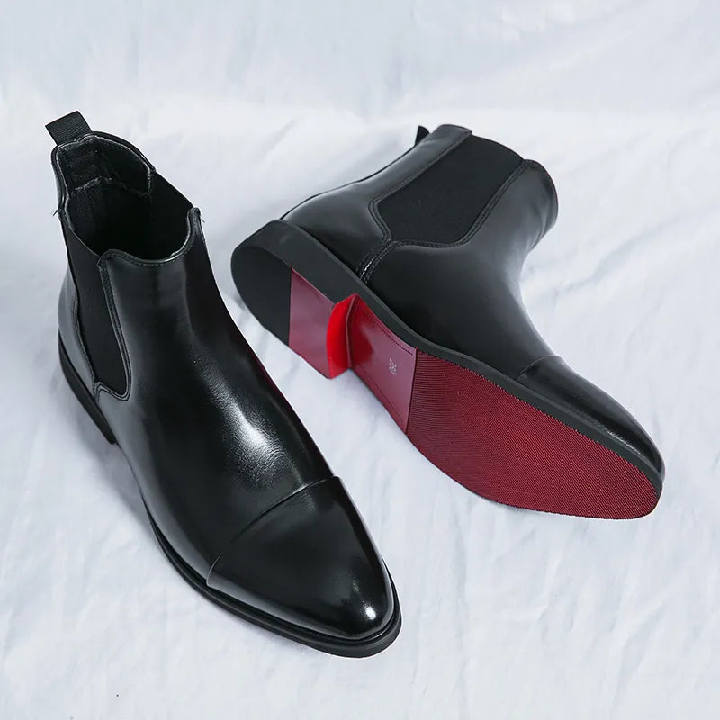 ANNIBALE CARRACCI Genuine Leather Chelsea Boots — Classic Style