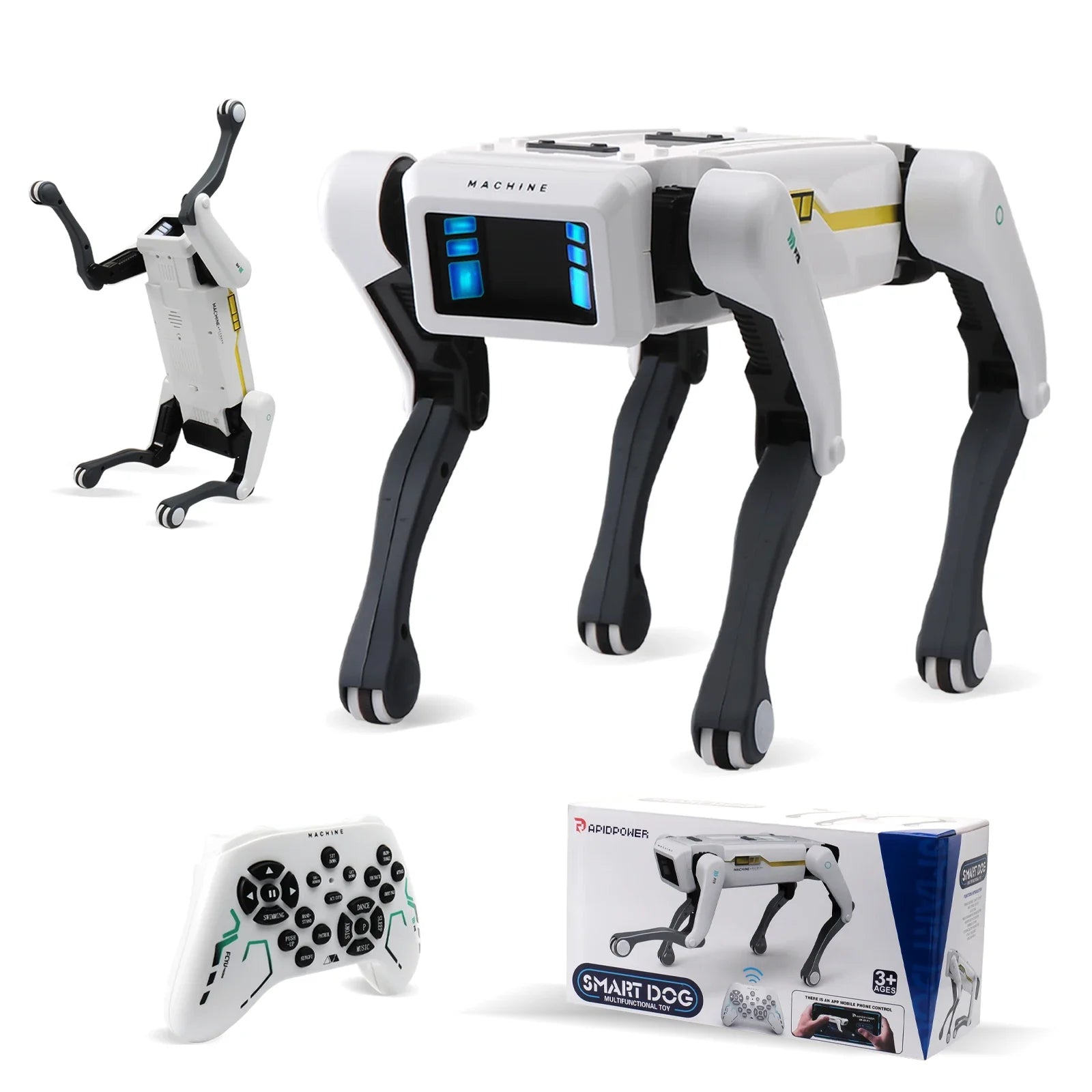 Smart AI Robot Dog Responding to Voice Commands and Manual Remote Control