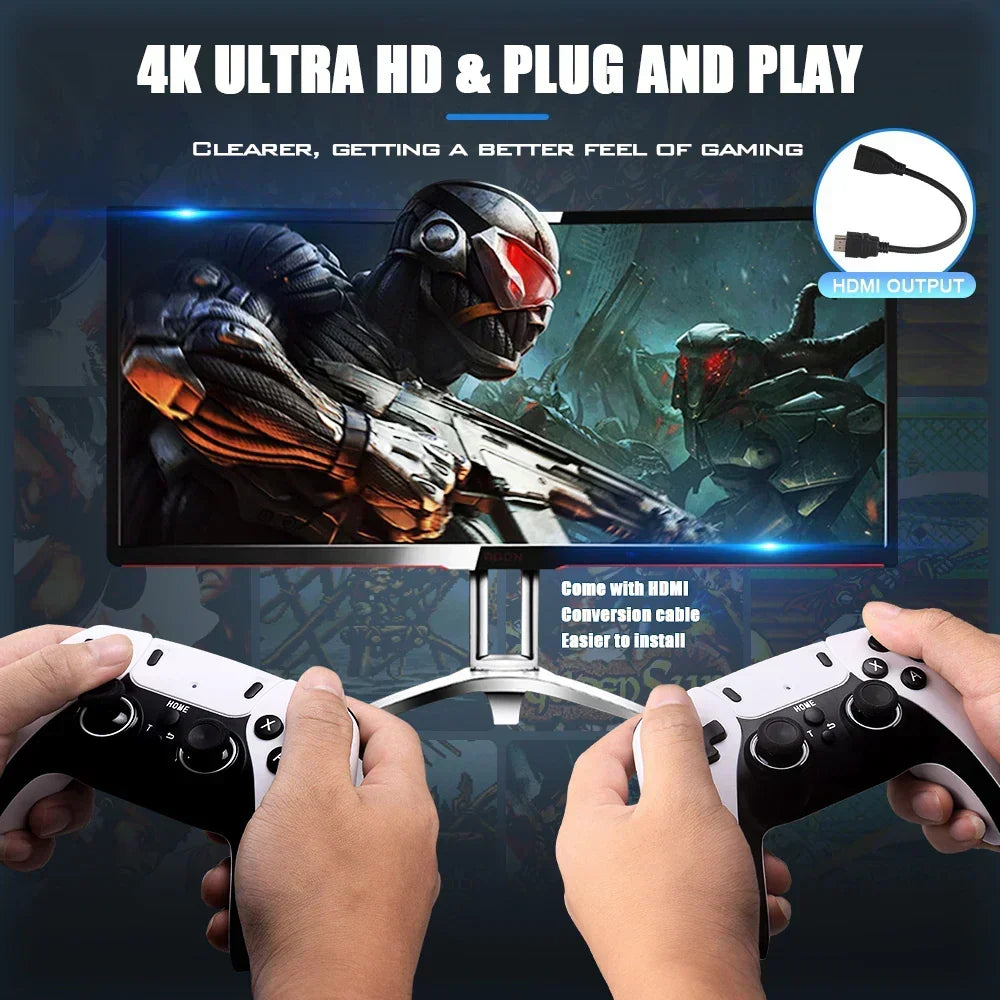 Game Stick 4k PRO - meer dan 20.000 games, 2 PS5-controllers
