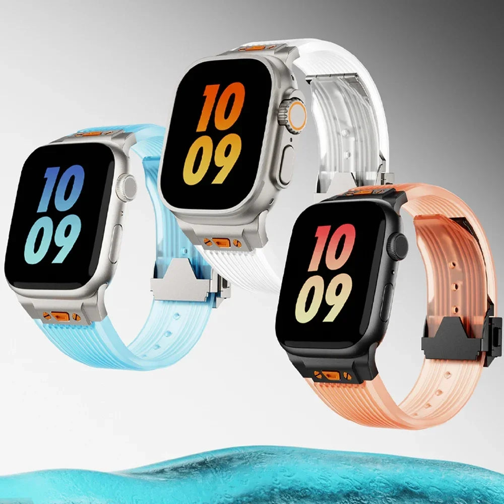 Bracelet en silicone transparent RM pour Apple Watch — Bracelet transparent