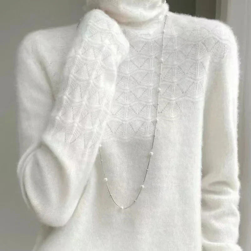 Turtleneck-sweater i 100 % merinould til kvinder - tyk og hyggelig pasform