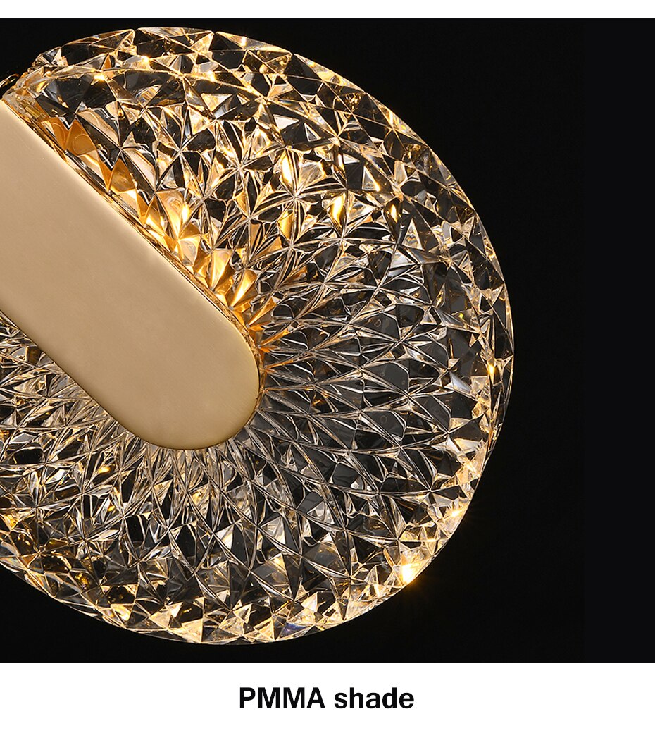 Lámpara colgante redonda de cristal con LED dorado Aurelia