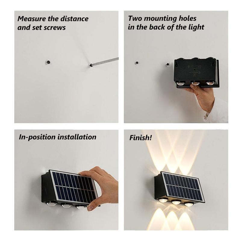 Solcelledrevet udendørs væglampe — energieffektiv LED-lampe