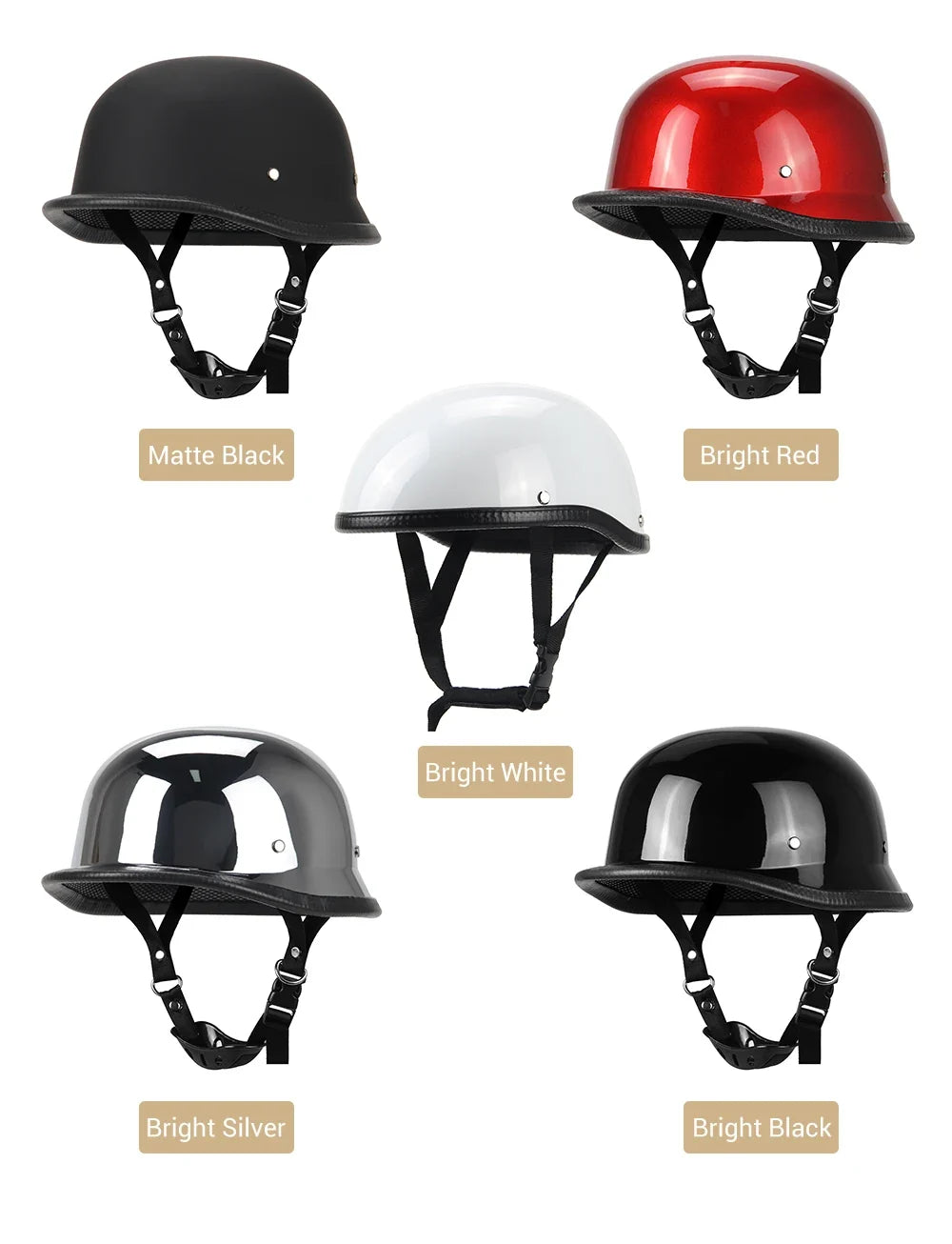 Vintage German Style Half Helmet — Lightweight ABS Shell, Quick Release Buckle, DOT ECE Certified