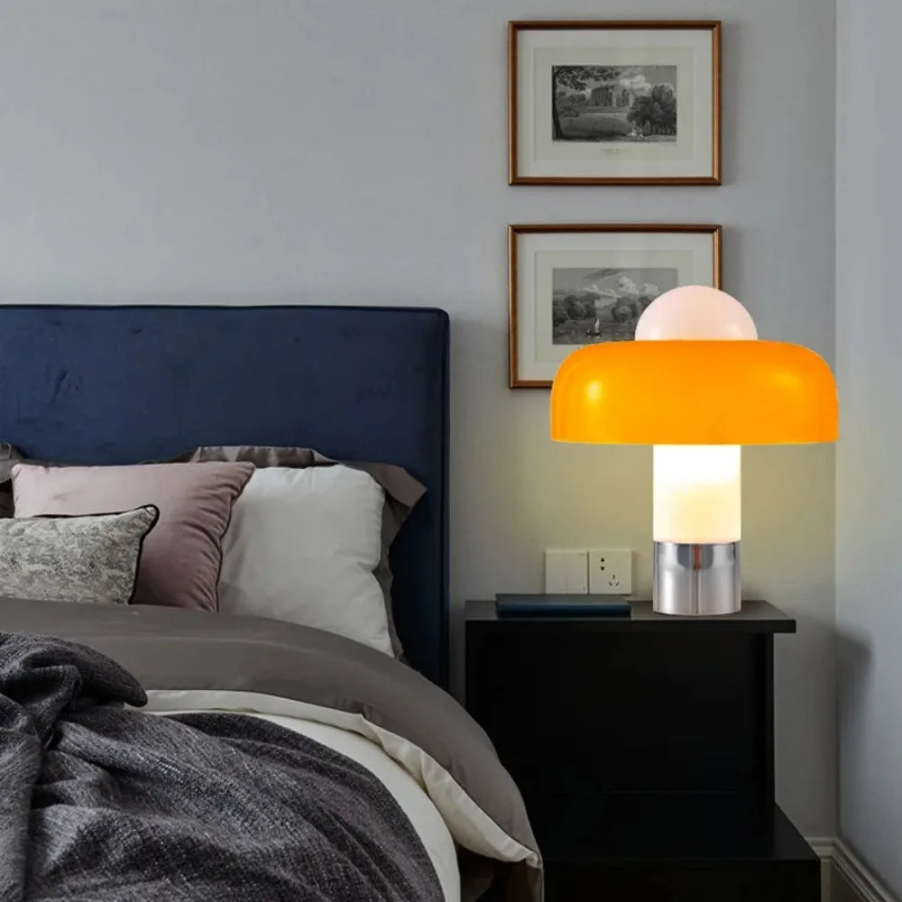 Lunara Bauhaus Style Glass Orange Mushroom Lamp For Modern Homes
