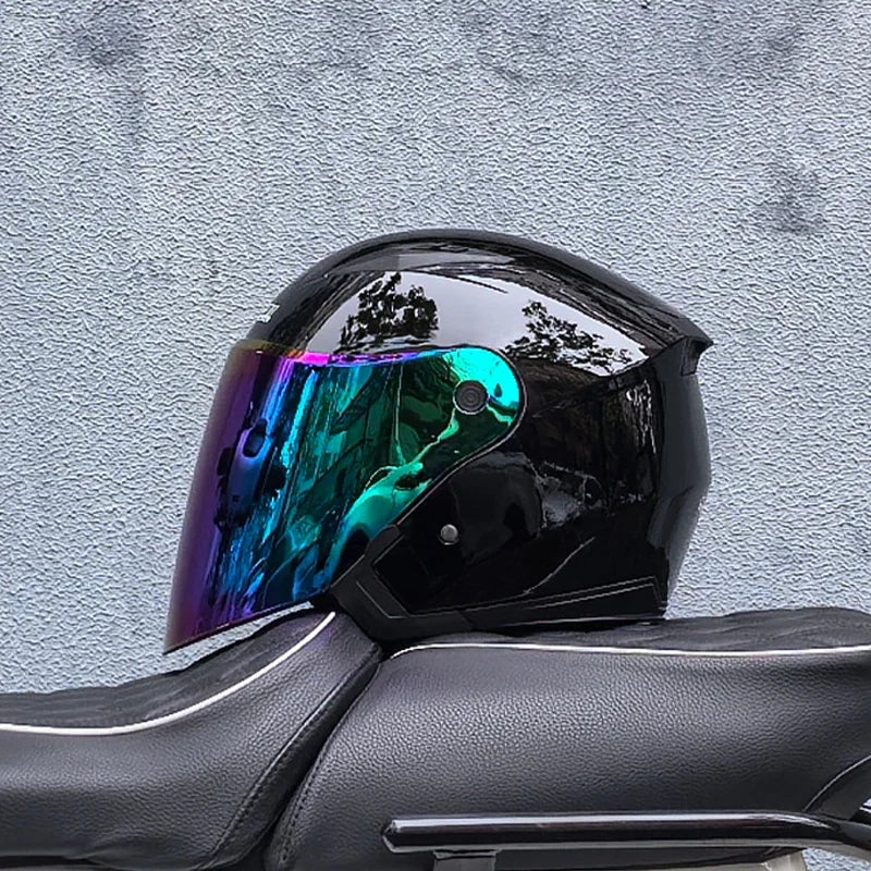 スリークォーター バイクヘルメット — ダブルバイザー、軽量1050g