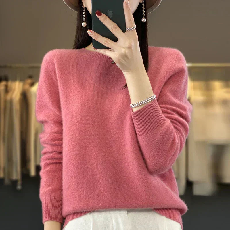Maglione da donna Astraweave in 100% lana merino con scollo rotondo — Maglia morbida e traspirante