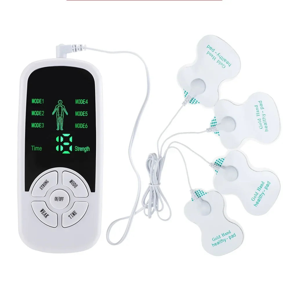 Compact Pulse Massager TENS Stimulator — Six Modes, Ten Intensity Levels, Large LCD Display