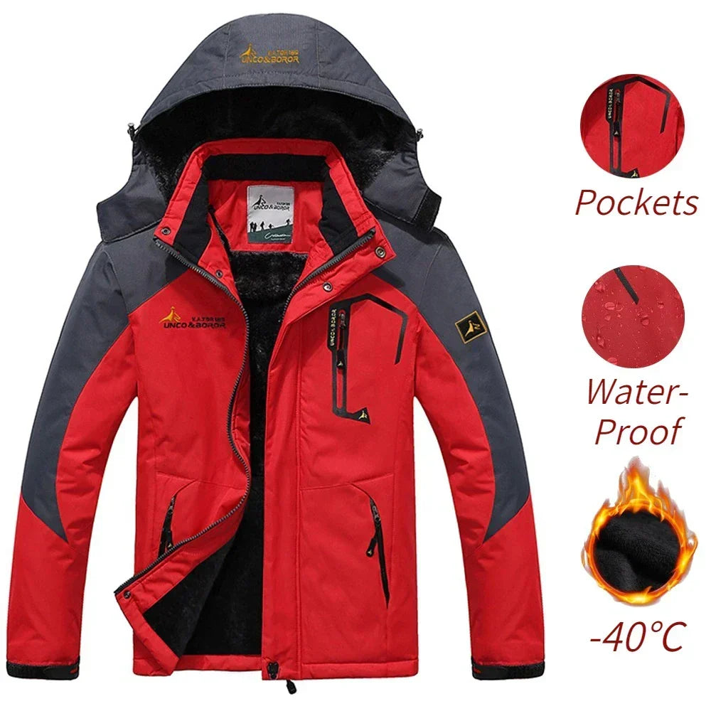 Herren-Winterparka mit Isolierung — wasserdichter, winddichter Anorak mit Kapuze